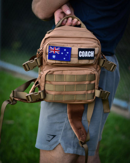 UnFed Club 9L Earth Brown mini backpack lifestyle shot - gym and daily carry