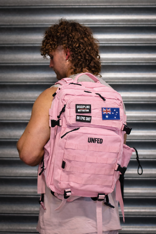 UnFed Club 45L Blush Rogue meal prep backpack - front view